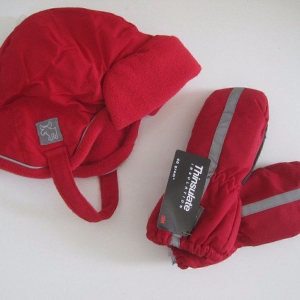 FADED GLORY Girl Hat & Mittens 2 - 5T Red New